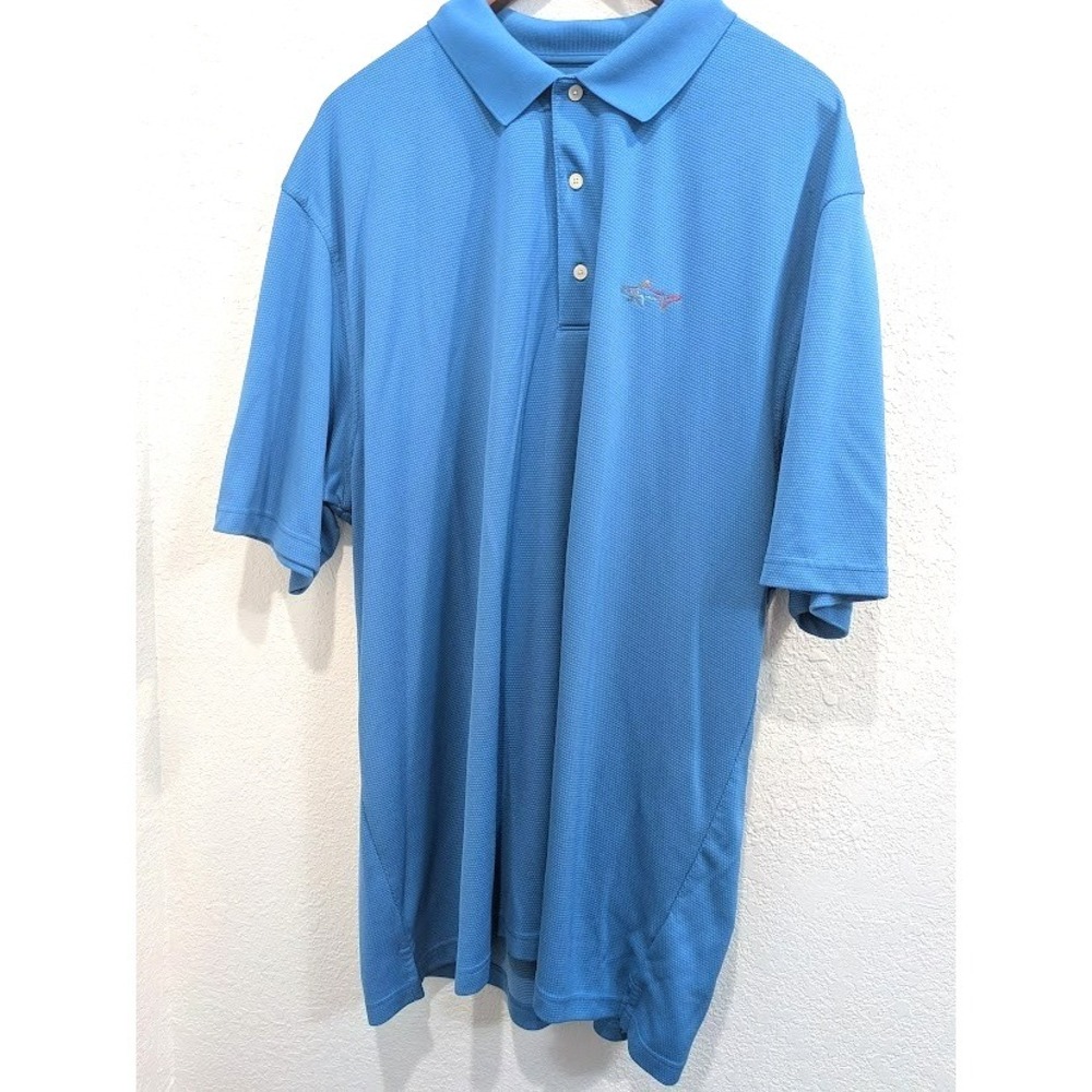 Greg Norman Play Dry Moisture Wicking‎ Men's Polo Shirt EUC Aqua Blue Size 3XL